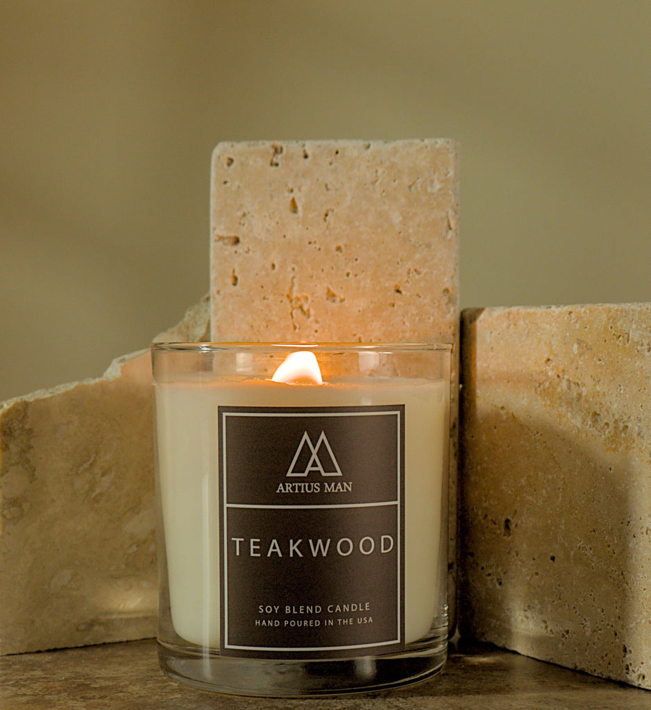 men's teakwood candle